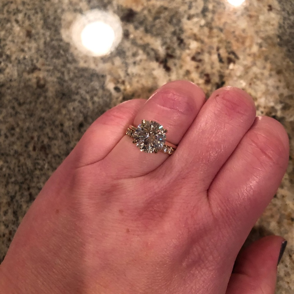 4CT Round Brilliant Moissanite Ring 14k Yellow Gold